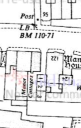 Map showing Manor Cottages early 1960s